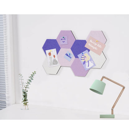 Afumazi 8Pcs Hexagon Felt Cork Board Tiles Self Adhesive Bulletin Board, Pin Board for Wall Decor Memos Photos Display (Set F)