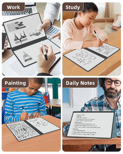 Mehaving Portable Small White Board Dry Erase Board, Reusable 9.5 * 6.6in Notebook Memo, Office Home Supplies Desk Accessories MH760 (Coffee)