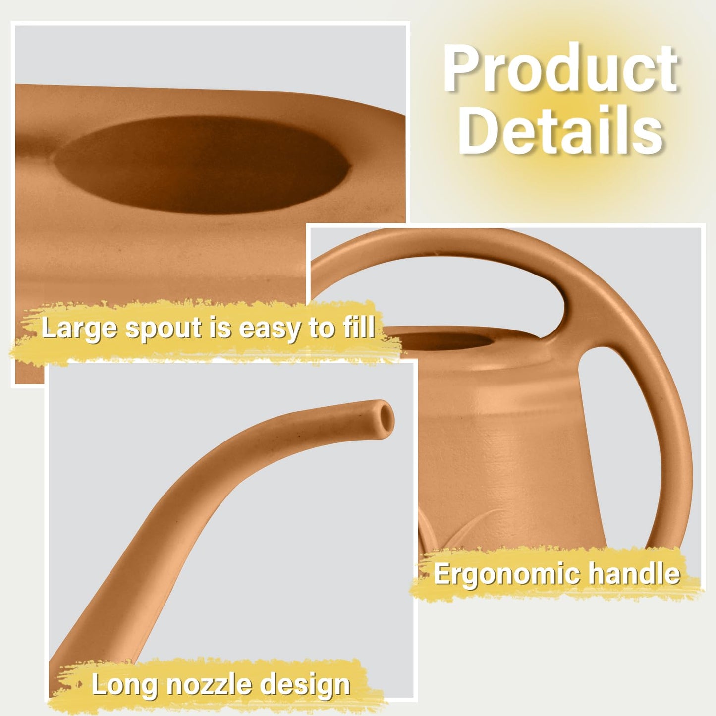 ZXJ Strength Plant Watering Can - for Indoor and Outdoor Home Garden Plants - with Long Spout - Copper Color - 1/2 Gallon