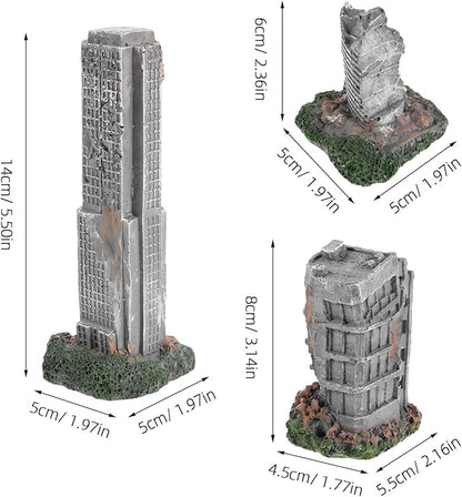 SHOWERORO 3pcs Aquarium Ruins Decorations - Fish Tank Resin Castle Hideouts for Fish Shrimp - Antique Model City Buildings for Underwater Landscaping Decors