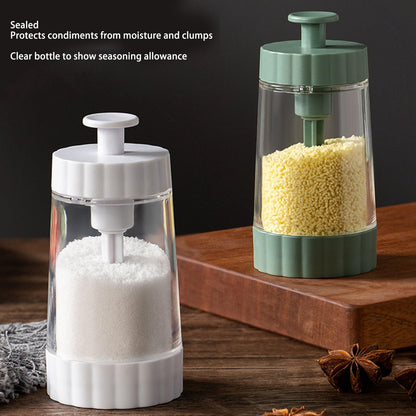 Glass Salt Shaker Dispenser, Quantitative Salt Shaker Ration Dispenser Air Tight Clear Glass Seasoning Bottle for Kitchen Camp (White)