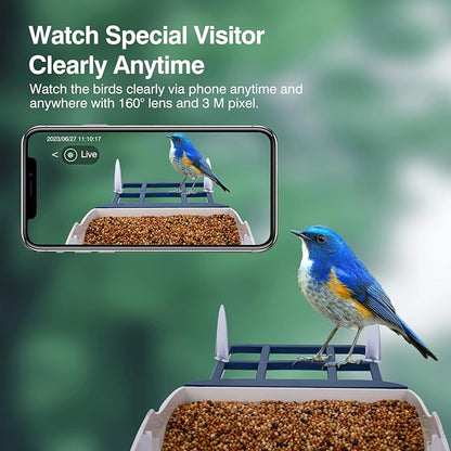 Smart Bird Feeder with Camera,AI Identify Species,Bird House with Solar Powered,Instant Arrival Alerts,2K HD Capture Video Live View,Gift for Birds Lover (Indigo Blue)