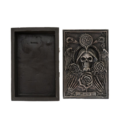 Pacific Giftware Muerte Tarot Box with Grim Reaper and Gothic Rose Design Perfect Home Decor for Tarot Cards Jewelry or Keepsake Storage 5" Long