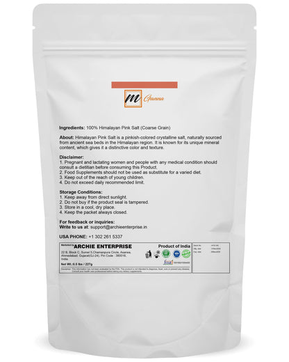 mGanna 100% Natural Himalayan Pink Salt Granules - Use as Cooking or Bath Salt 227 GMS / 0.5 lbs