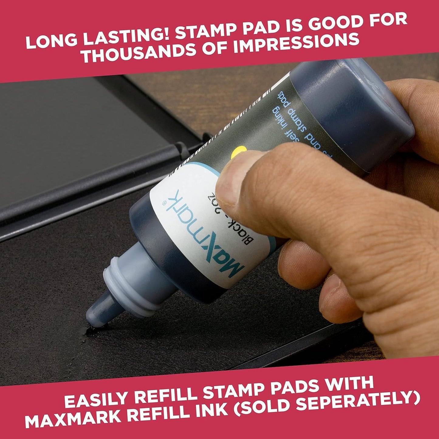 Large Premium Pink Ink Stamp Pad - 5" by 7" - Quality Felt Pad - Case with Closing snap