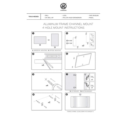 U Brands Magnetic Dry Erase 4-in-1 Calendar White Board, 36" x 48", Silver Aluminum Frame