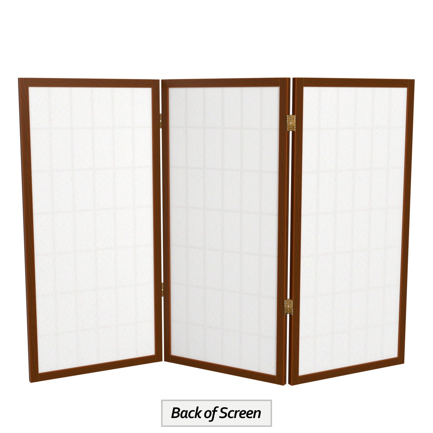 3 ft. Short Window Pane Shoji Screen - Walnut - 3 Panels