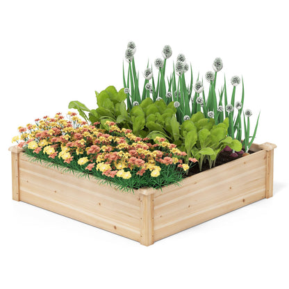 Giantex Raised Garden Bed, Wood Planter Box, Outdoor Square Garden Bed for Vegetable Flower Herb Succulent, 40" Lx40 Wx12 H, Easy Assembly