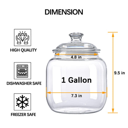 YUEJUM 128 oz Unbreakable & Dishwasher Safe Airtight Food Storage Canister | 1 Gallon Premium Plastic Shatterproof Apothecary Jars | Container for Cookie, Dog Treats, Pet Food, Candy