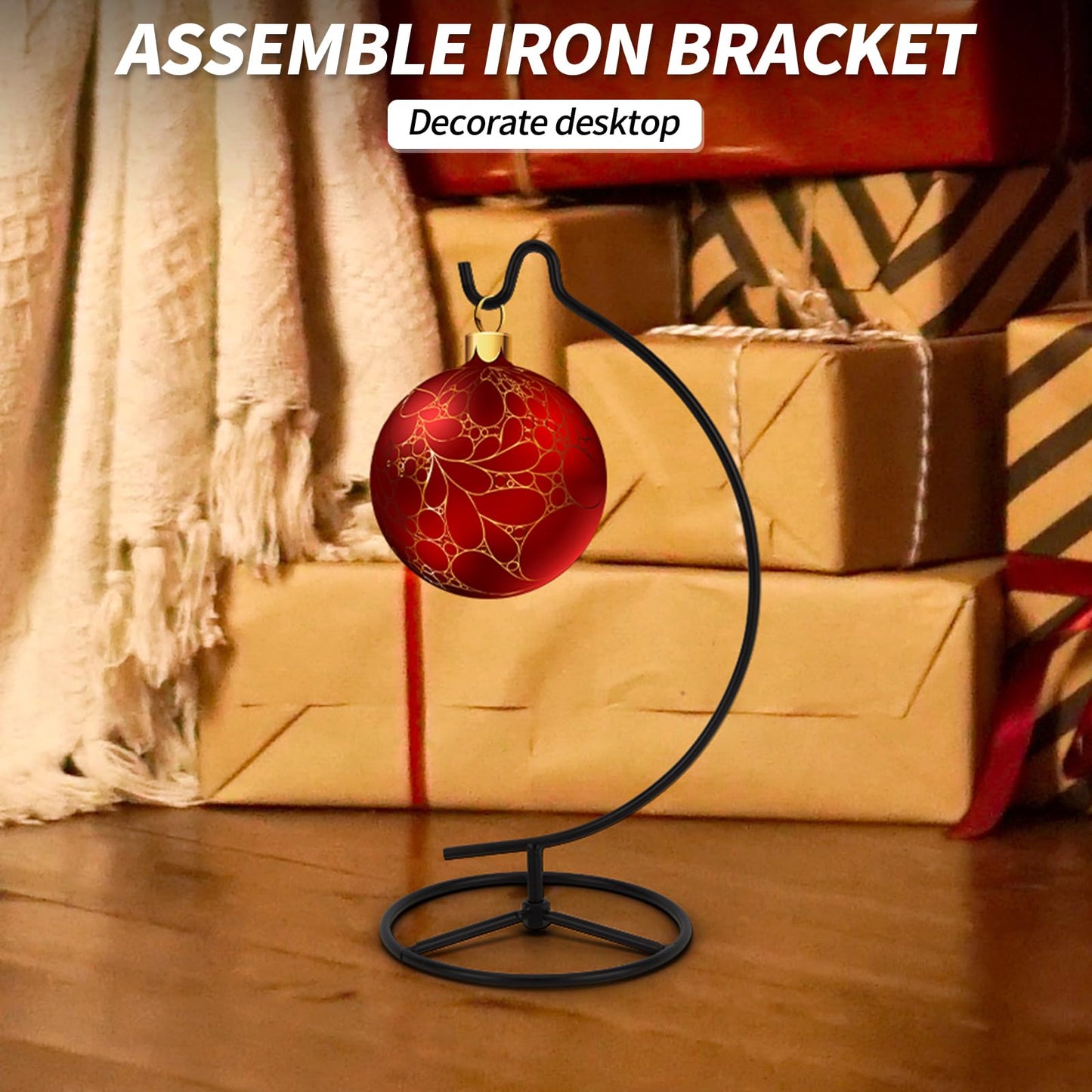 EOWCO 11 Inch Single Black Ornament Display Stand, Glass Ball Hanger for Hanging Air Plants Terrariums, Witch Ball, Christmas & Wedding Ornaments, Perfect for Home and Office Decor