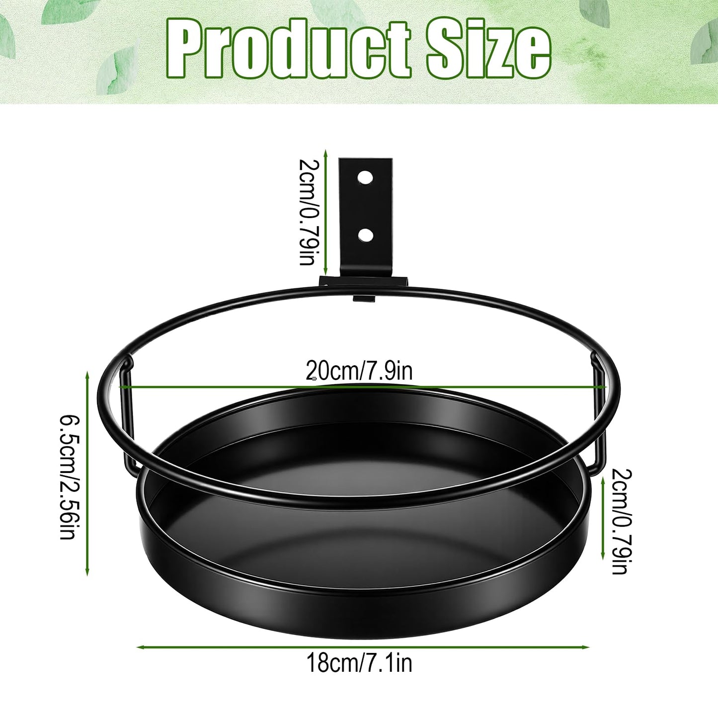 Afcabakila 2 Pcs Wall Mounted Plant Holder, Black Metal Flower Pot Hanger for IIndoor Outdoor Decorative Floating Shelves Planter Hanger Racks, Iron Wall Shelf with Ring for Balcony Living Room Decor
