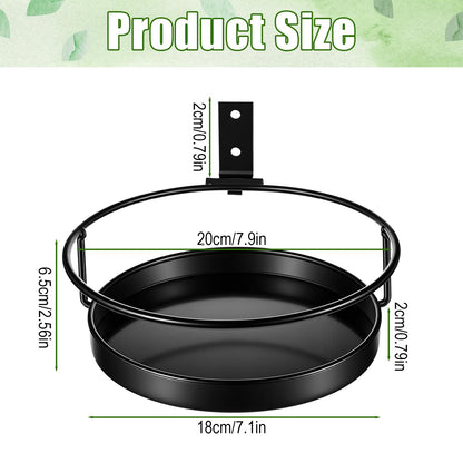 Afcabakila 2 Pcs Wall Mounted Plant Holder, Black Metal Flower Pot Hanger for IIndoor Outdoor Decorative Floating Shelves Planter Hanger Racks, Iron Wall Shelf with Ring for Balcony Living Room Decor
