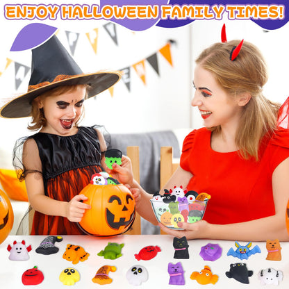 68Pcs Halloween Squishy Toys for Kids, Halloween Party Favors, Trick or Treat Goodie Bag Fillers, Kawaii Squishy Halloween Toys Gifts for Boys Girls Classroom Rewards