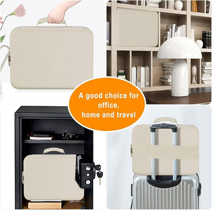 DocSafe 5200°F Fireproof Document Organizer Box with Lock, Beige (Soft) | Heat Insulated 8 Layers File Storage Bag,Water-Resistant Zipper,Home Office Travel Safe,Protects Important Documents,Laptop