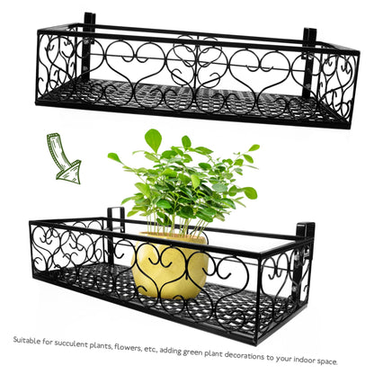 POPETPOP Hanging Window Plant Shelf Metal Flowerpot Rack Balcony Planters Railing Holder