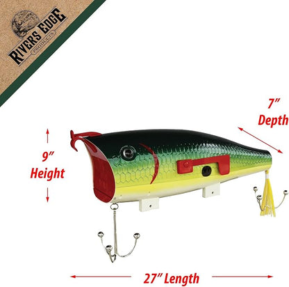 Rivers Edge Products Green Shad Fishing Lure Mailbox for Outside of Residential Home, Rural Mailbox Constructed of Metal with a Plastic Overmold, UV Resistant, Includes Mounting Hardware