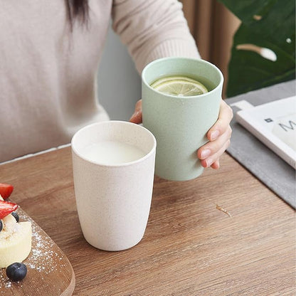 Wheat Straw Cups set of 4, Unbreakable Drinking Cup, Reusable Cups, Dishwasher Safe, 12 oz for Kitchen, Home, Office and Outdoor Use (Dark Gray)