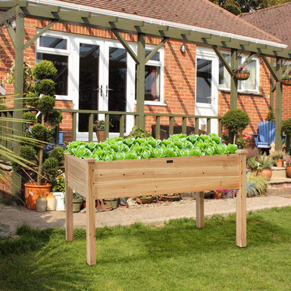 Giantex Raised Garden Bed, Wood Planter Box with Legs, Drain Holes, Elevated Garden Bed for Vegetables, Standing Garden Container Planter Raised Beds for Backyard, Patio, 49" Lx23 Wx30 H