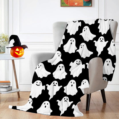 Jbralid Halloween Throw Blankets Funny Ghost Cute Halloween Spooky Black and White Throw Blanket Lightweight Cozy Flannel Blanket for Bedroom Living Rooms Couch Sofa Bed Home Decorations 60x80 Inch
