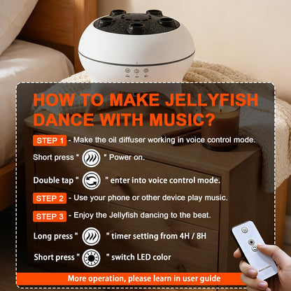 Akpsid Essential Oil Diffuser 250ML,Jellyfish Diffuser Air Humidifiers Sound Pickup Ultrasonic Aromatherapy Diffuser Remote Control 7 Color Lights for Home Bedroom Office Hotel