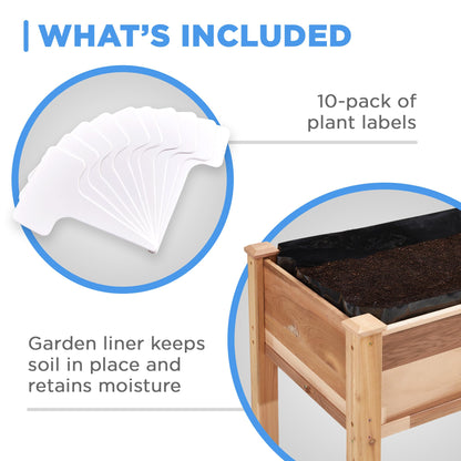 Jumbl, Cedar Raised Garden Bed, Elevated Wood Planter for Growing Fresh Herbs, Vegetables, Flowers, Succulents - 72x23x30”