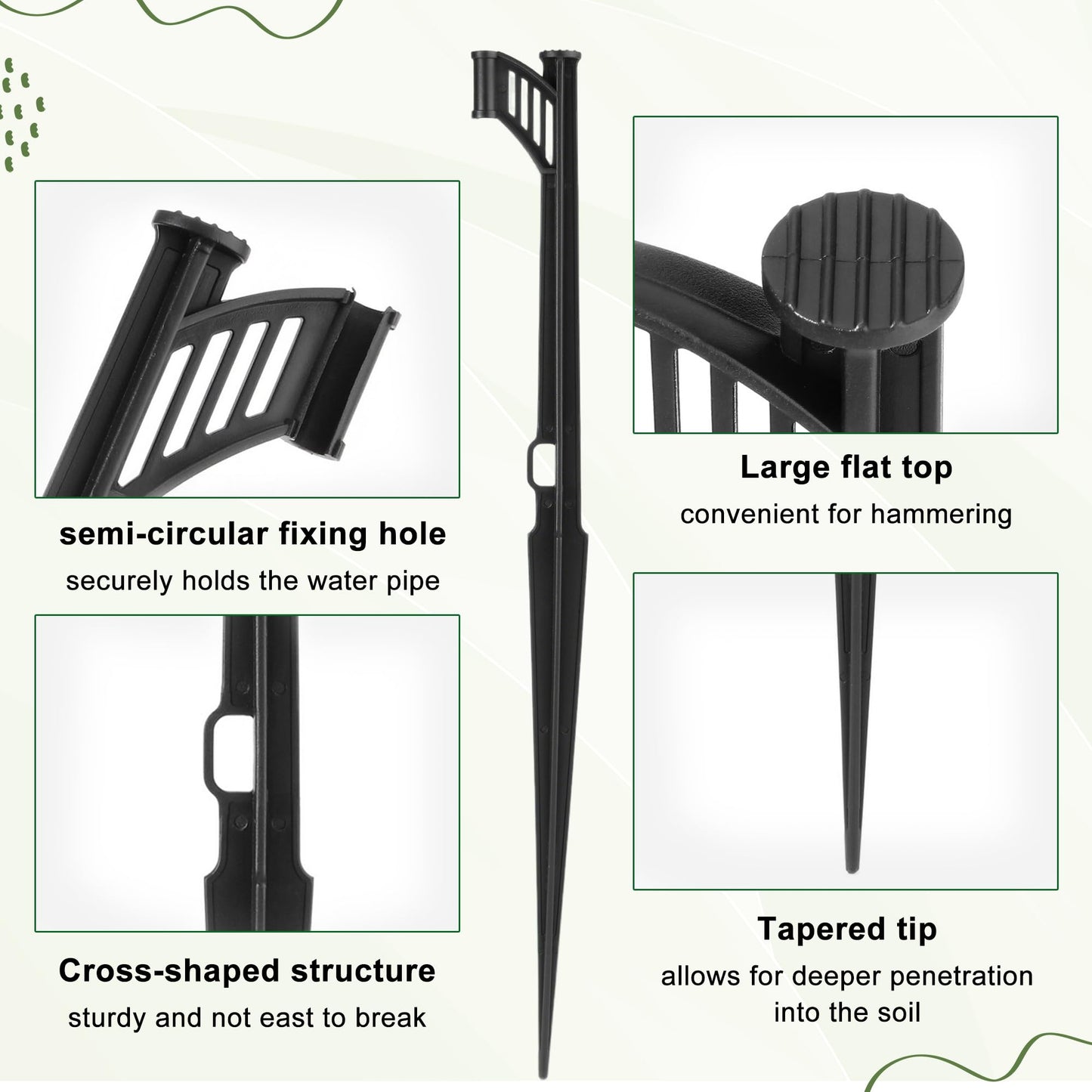 Mornajina 20 Pcs 12.8 Inch Irrigation Drip Support Stakes 1/4 Inch Adjustable Riser Drip Lines Tubing Hose Holder for Drip Irrigation Systems