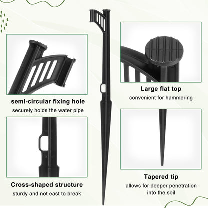 Mornajina 20 Pcs 12.8 Inch Irrigation Drip Support Stakes 1/4 Inch Adjustable Riser Drip Lines Tubing Hose Holder for Drip Irrigation Systems