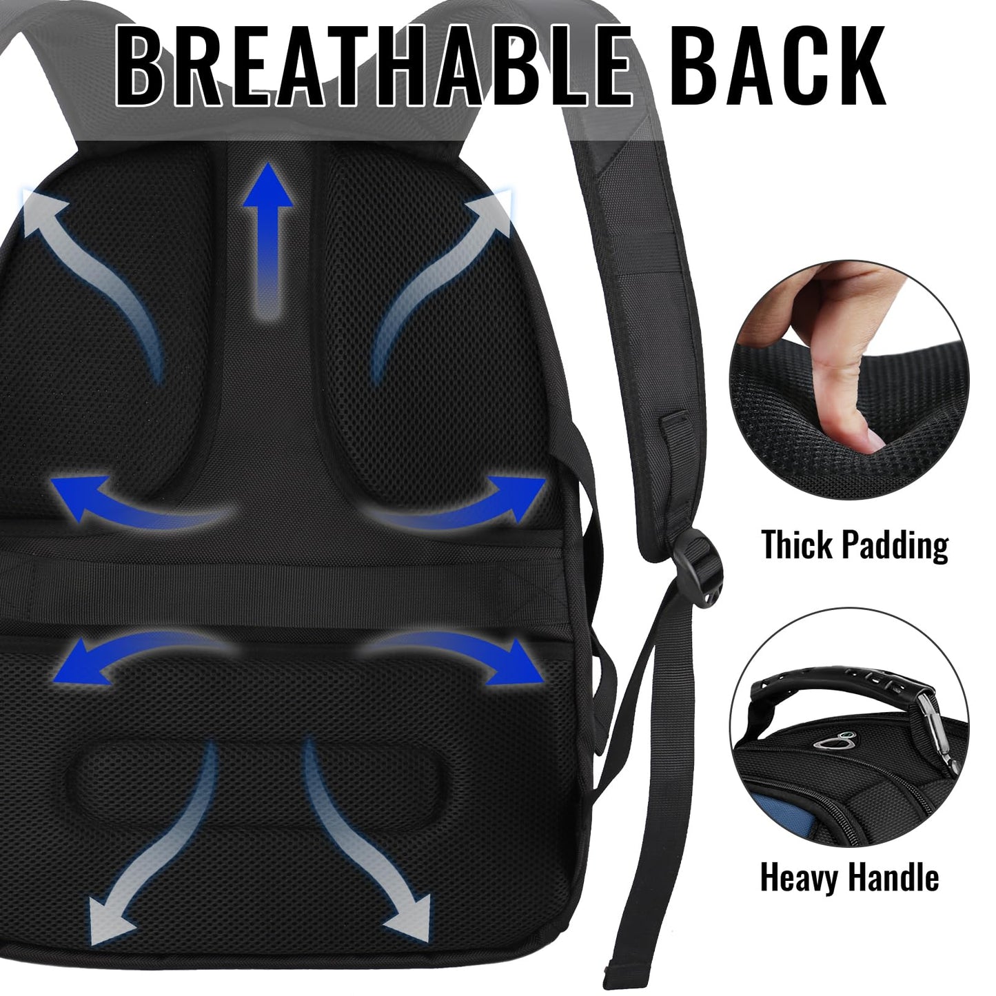 YOREPEK Large Backpack for Men, Extra Large Laptop Backpacks for Men Women, Water Resistant Travel Backpack Airline Approved Business Work Bag Fits 17 Inch Computer, Black