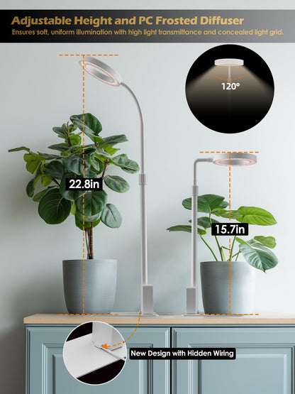 Smart Grow Lights for Indoor Plants, Plant Light with Auto-Timer, Full Spectrum LED Grow Light, Adjustable Height & Stepless Dimming,Plant Assistant Suitable for Most Plants (White-1)