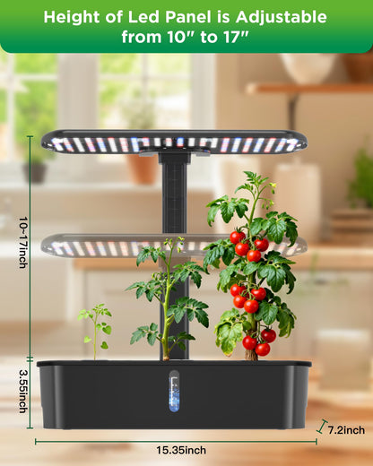 hdroor Hydroponics Growing System Kit 12 Pods Indoor Garden, Hydroponic Indoor Herb Garden Kit with Grow Light, Smart in Door Gardening Gifts for Women, Adjustable Height, Auto Timer, Quiet Pump