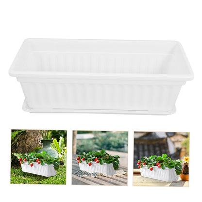 DOITOOL 2pcs Rectangular Plastic with Saucers Versatile Pots for Indoor and Outdoor Use Ideal for Vegetables and Flowers for Windowsills Patios and Gardens