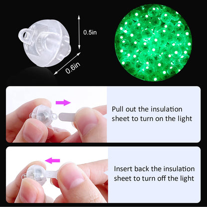 ZGWJ 100PCs Green Balloon Lights Mini, Battery Powered, Long Standby Time Waterproof Tiny Led Round Light for Paper Lantern Balloon Party Easter Eggs Wedding Christmas Halloween Decorations