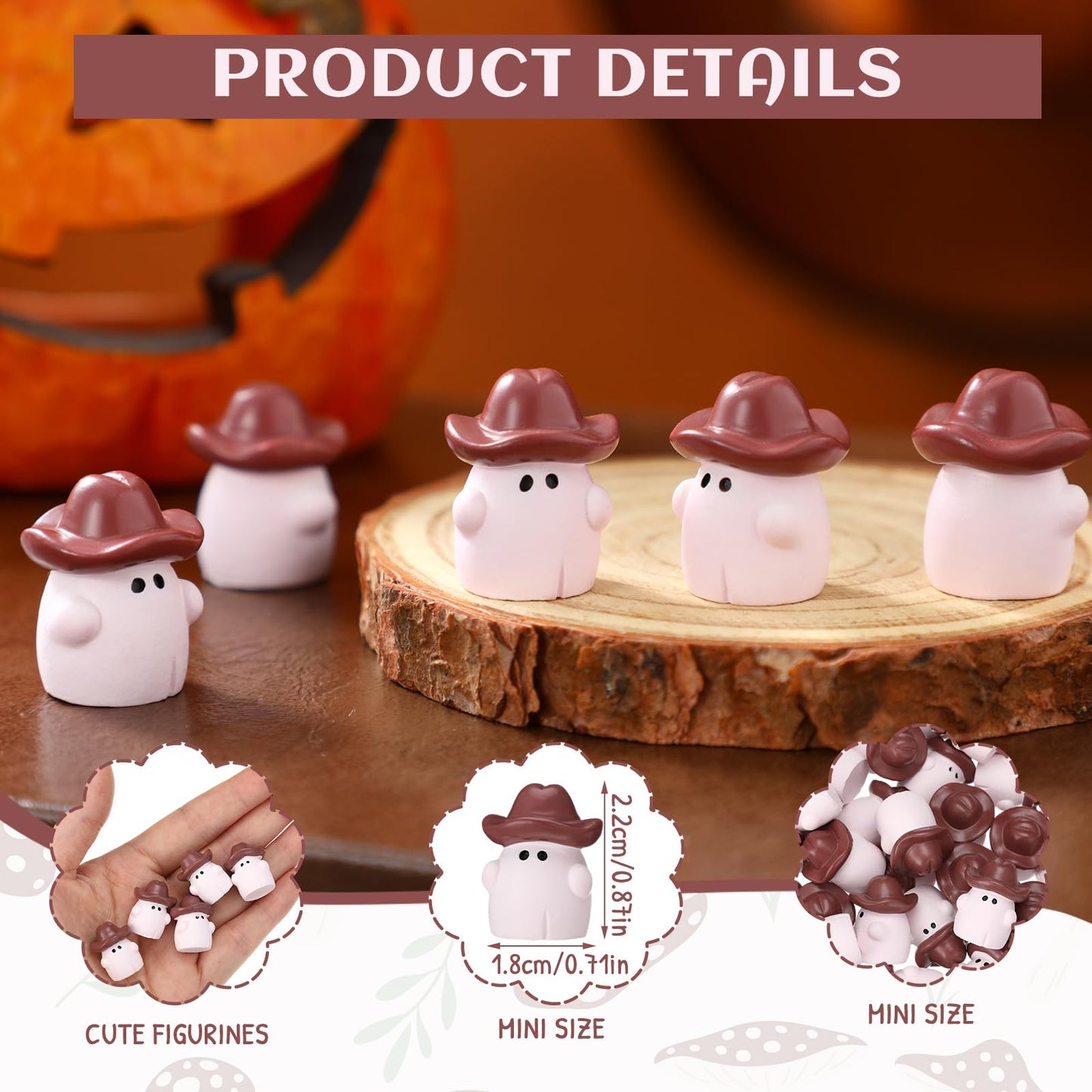VioraWhite 50 Pcs Halloween Mini Cowboy Figurines Resin Tiny Miniature Cowboy Figures for Halloween Party Outdoor Home Garden Decoration