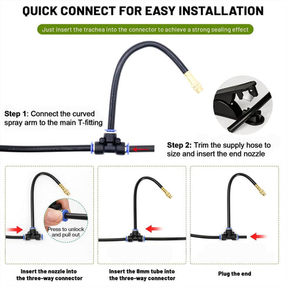 50FT Drip Irrigation Kit for Garden Beds, Greenhouse & Potted Plants – Adjustable Micro Watering System with 1/4" Distribution Tubing, Emitters, Connectors & Stakes