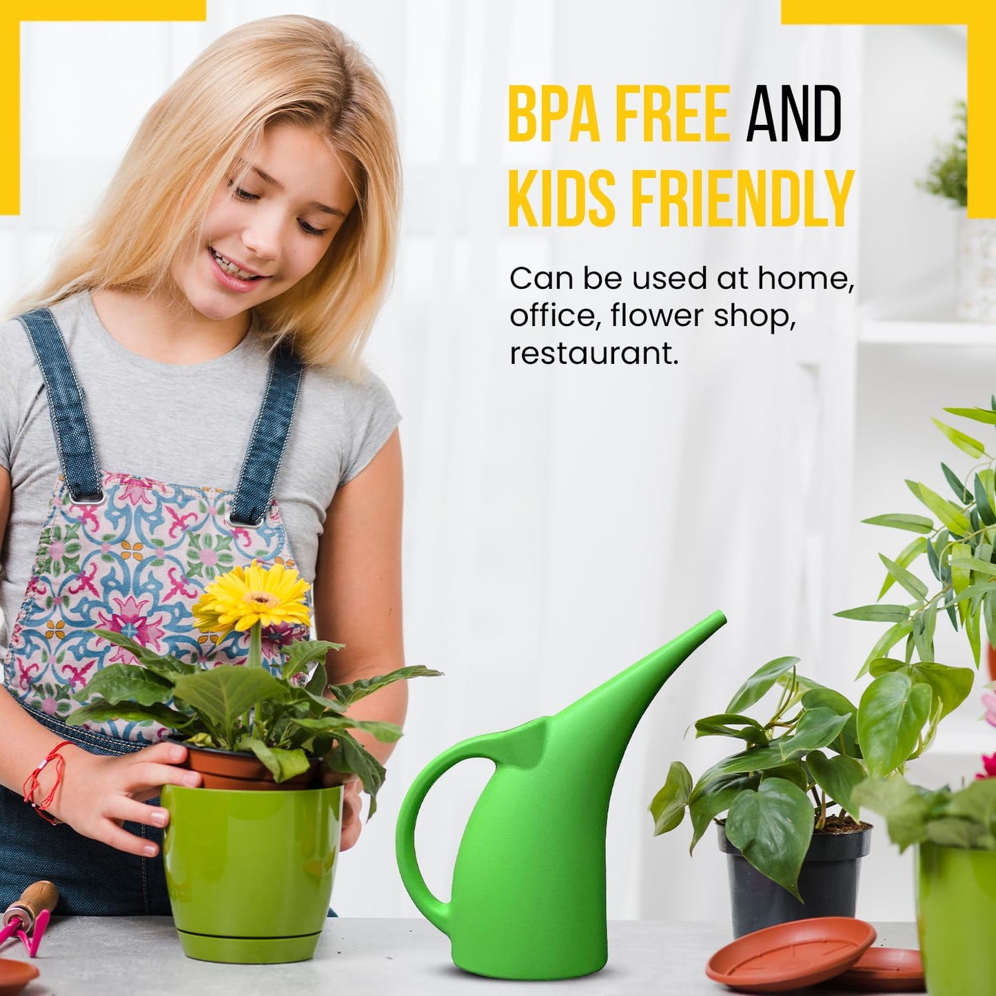 KP KOOL PRODUCTS 1/2 Gallon Green Watering Can – Small Plastic Plant Waterer for Indoor & Outdoor Use – Lightweight Garden Tool with Easy Pour Spout – Ideal for Flowers, Herbs & Lawns – 1 Pack