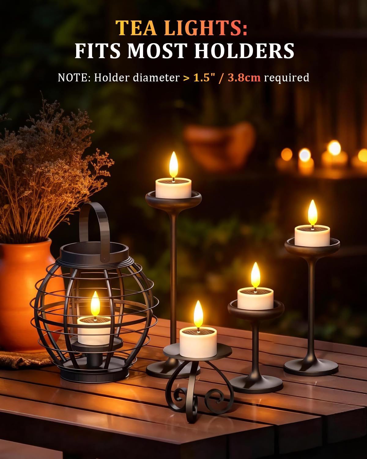 SoulBay Solar Tea Lights Outdoor Waterproof, 12 pcs 1.5" D x 2.1" Reusable Dusk to Dawn Flickering Small LED Tealight Candles, Flameless Votive Candle for Lanterns Patio Garden Camping Décor