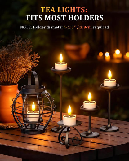 SoulBay Solar Tea Lights Outdoor Waterproof, 12 pcs 1.5" D x 2.1" Reusable Dusk to Dawn Flickering Small LED Tealight Candles, Flameless Votive Candle for Lanterns Patio Garden Camping Décor