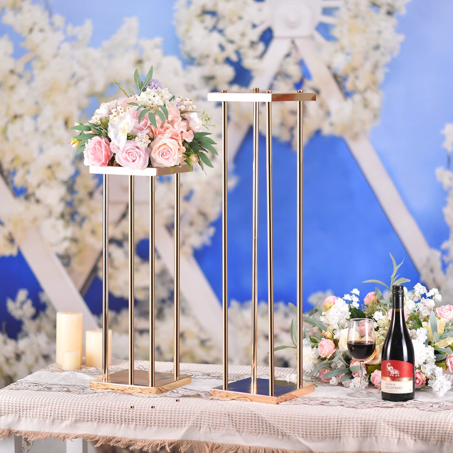 Bigsee 10pcs Column Pedestal Pillar Plant Stand Wedding Centerpieces for Tables Geometric Metal Flower Stand Gold, 31.5 Inch Tall Floor Vase Column Flower Holder for Wedding Party Table Decorations