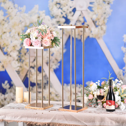 Bigsee 10pcs Column Pedestal Pillar Plant Stand Wedding Centerpieces for Tables Geometric Metal Flower Stand Gold, 31.5 Inch Tall Floor Vase Column Flower Holder for Wedding Party Table Decorations