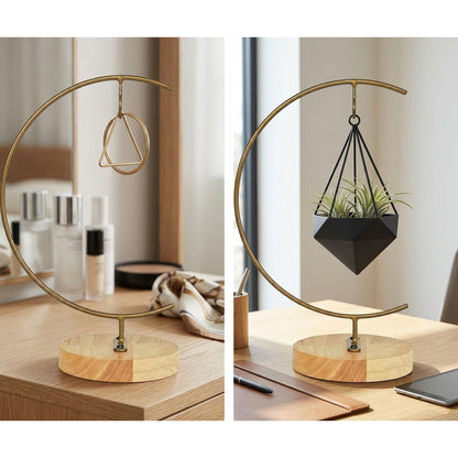 Aylbcz Gold Ornament Display Stand, 11" Large Iron Pothook Holder for Hanging Glass Globe Terrarium, Air Plants, Witch Ball & Sun Catchers, Elegant Metal Hanging Rack for Christmas & Wedding Decor