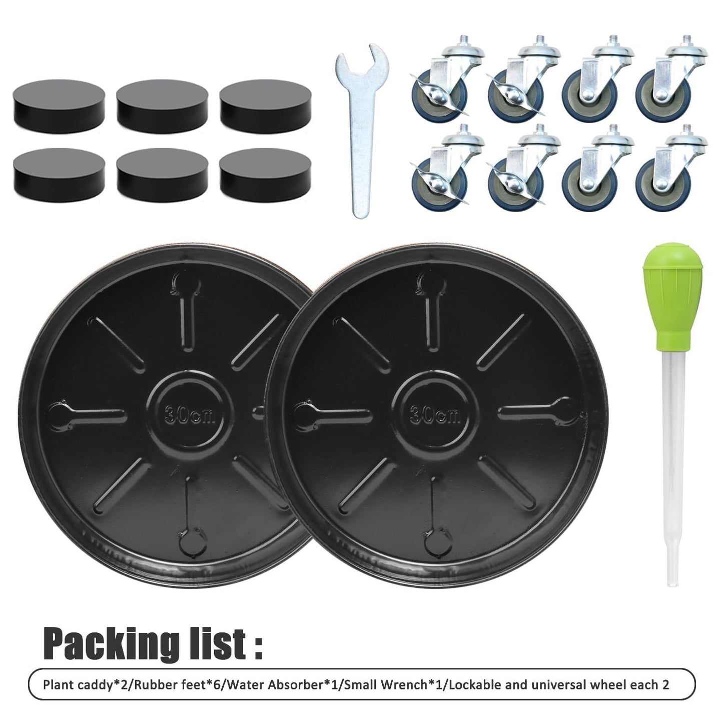 YUFDA 2 Pack 12.2 Inch Metal Plant Caddy With Lockable Wheels,Plant Stand Dolly for Heavy Planter,Wheeled Planter Saucer Tray,Rolling plant stand,Heavy-Duty Plant Caddy for Indoor and Outdoor(Black)