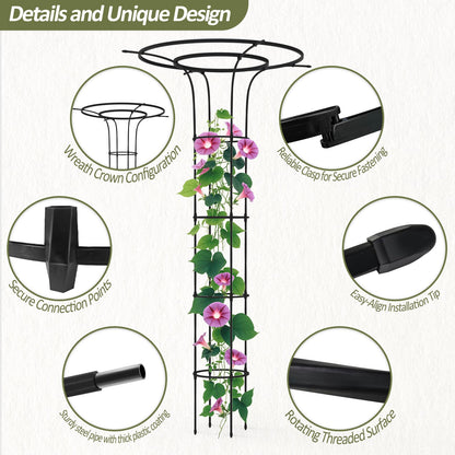 Trellume Trellis for Climbing Plants Outdoor - 69"(H), Expandable and Rust-Proof Metal Plant Support, Easy Installation, Garden Trellis for Potted Roses, Vines, Jasmine(2 Pack)
