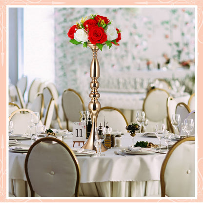 Rtteri 24 Pcs 20 Inch Tall Wedding Flower Stand Wedding Centerpieces for Table Metal Centerpiece Stand Flower Vase Floral Arrangement Holders for Reception Birthday Party Hotel Home Decoration (Gold)