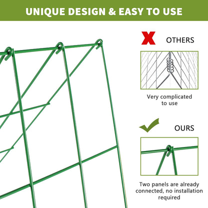 UrGROWA Cucumber Trellis 2 Pack, Foldable A-Frame Garden Trellis for Raised Bed Garden Grow Support with Plant Support Clips, Twist Ties, Plastic Ties, for Cucumber,Tomato, Climbing Plants and Flowers