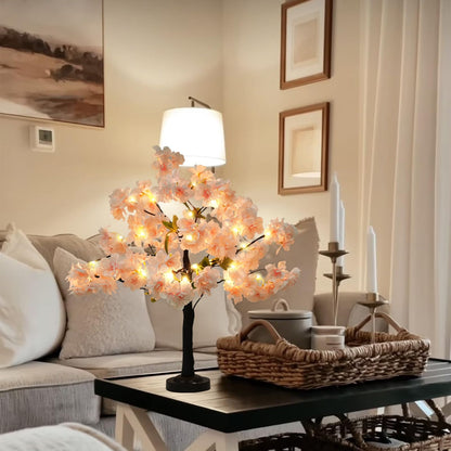 VirtuGro 24IN Cherry Blossom Tree Light, 36 LED Lights Tabletop Tree with Timer Pink Flower Tree Lamp with USB Plug or Battery Operated for Home Wedding Party Indoor Decoration