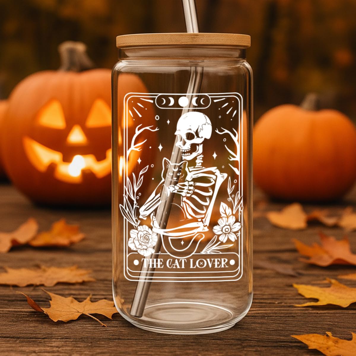 Niyorayna The Cat Lover Glass Cup Gifts for Women,Cat Lover Mom,Friends,Sister,Cats Themed Gifts for Birthday,Thanksgiving,Christmas,Halloween Spooky Cats Gift for Her