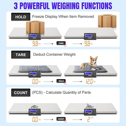 Precision Large Dog Scale - 1100lb x 0.2lb Large Breed Animal Livestock Weight Scale, Pet Scale Non-Slip Stainless Steel Platform for Dogs 40.7x20.9 Inch (Non-Slip Platform)