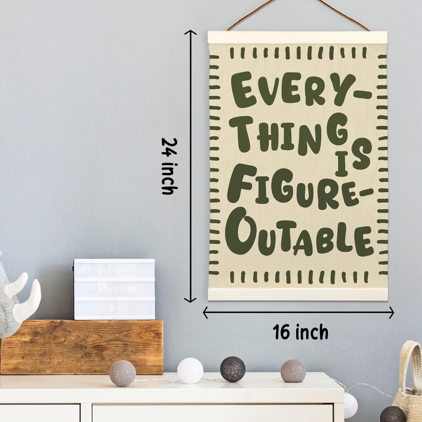 LKETW Everything Is Figureoutable Inspirational Poster Hanger Frame 12x16 Inch, Positive Affirmations Wall Art Posters for Classroom, Motivational Hanging Banner Decor for Home Office Bedroom