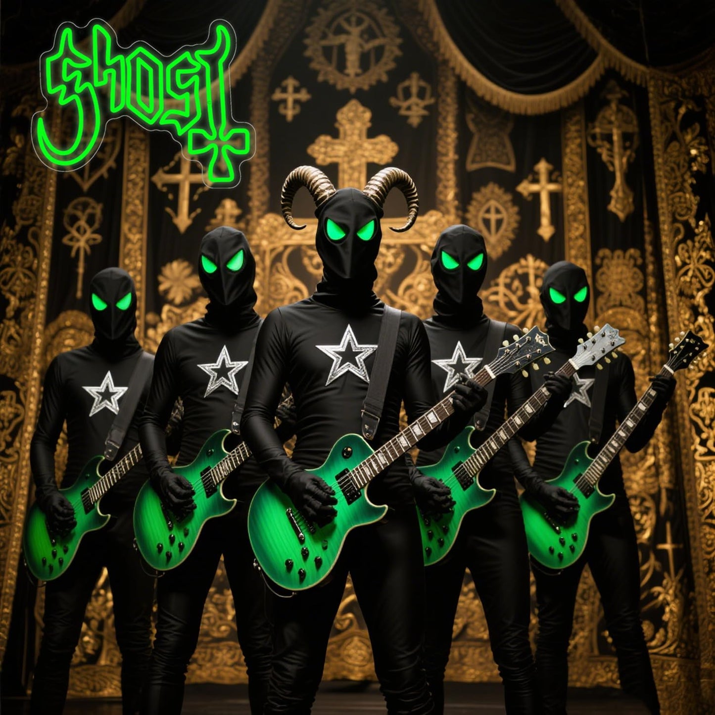 Ghost Neon Sign, Green LED Wall Light (12.2"x16.5")