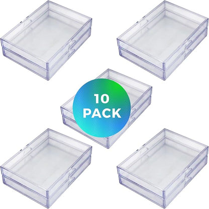 Gary Plastic Packaging 10 Pack Clear Acrylic Card Storage Boxes with Lids - 3 1/2" L x 2 1/2" W x 1/2" H Baseball Card Storage Box, Sports Card Boxes and Magic Card Storage Box - Made in USA